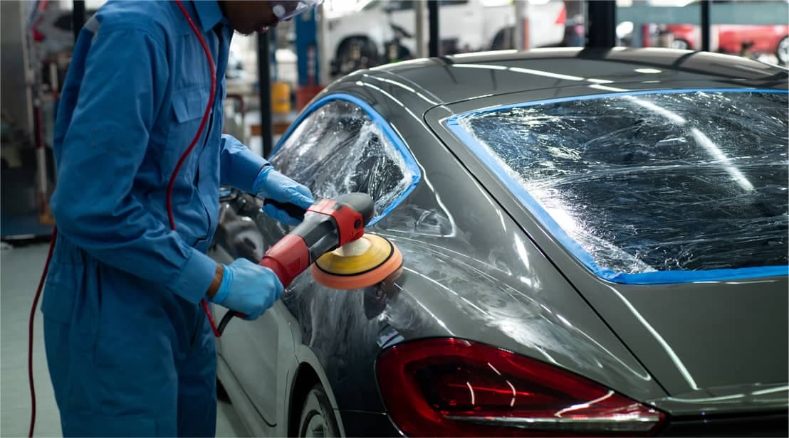 Luxury car being detailed